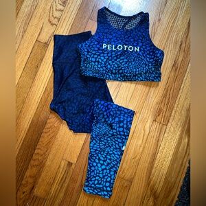 Peloton Blue and Black Leggings Set